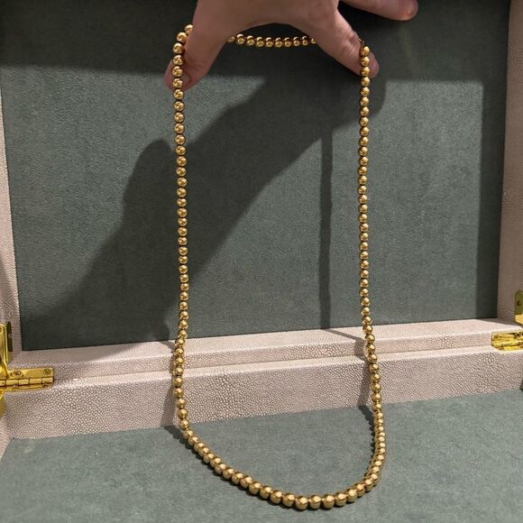 VINTAGE MONET GOLD-TONE BEADED NECKLACE – CLASSIC BOLD STATEMENT PIECE - Picture 3 of 17